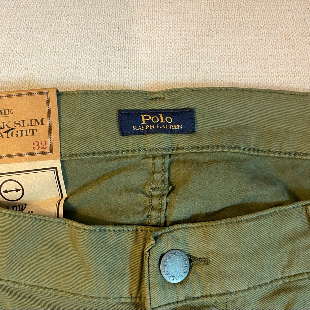 Ralph Lauren Olive Green Chino Pants Varick Slim Straight Size 38 x 32 MSRP $168 - Picture 5 of 7